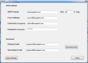SnaPatch Patch Management Software Notifications Settings Window
