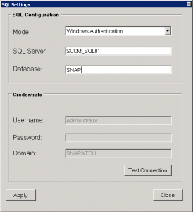 SnaPatch SQL Settings