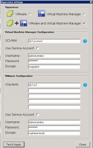 SnaPatch Hypervisor Settings