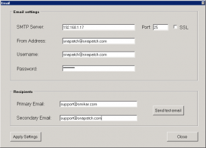 SnaPatch Email Settings