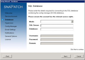 SnaPatch SQL Database Connection