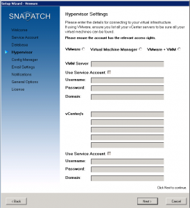 SnaPatch Hypervisor Configuration