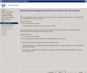 SCCM ADR Download Settings