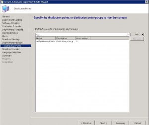 SCCM ADR Distribution Points