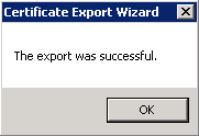 Certificate Export Successful