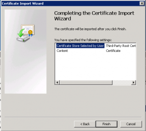 Certificate Wizard Finish