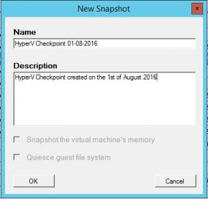 Schedule HyperV Checkpoint Name Creation