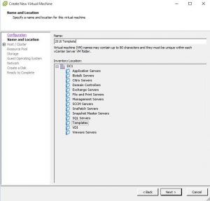 VMWare Template Creation Selection
