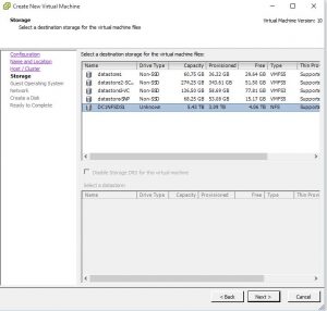 VMWare Template Creation Storage