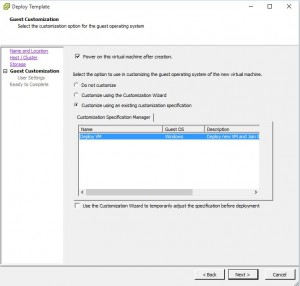 Vmware Customisation Wizard