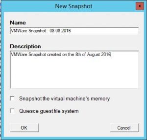 VMWare Snapshot Schedule Name