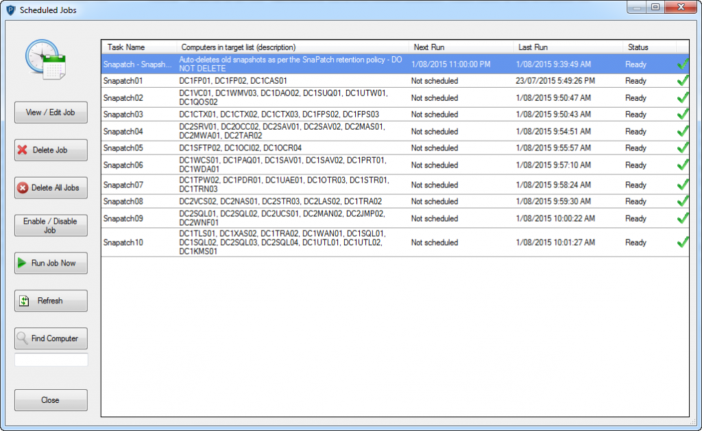 SnaPatch Patch Management Schedule