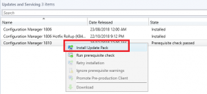 Sccm 1810 Upgrade Install Update Pack