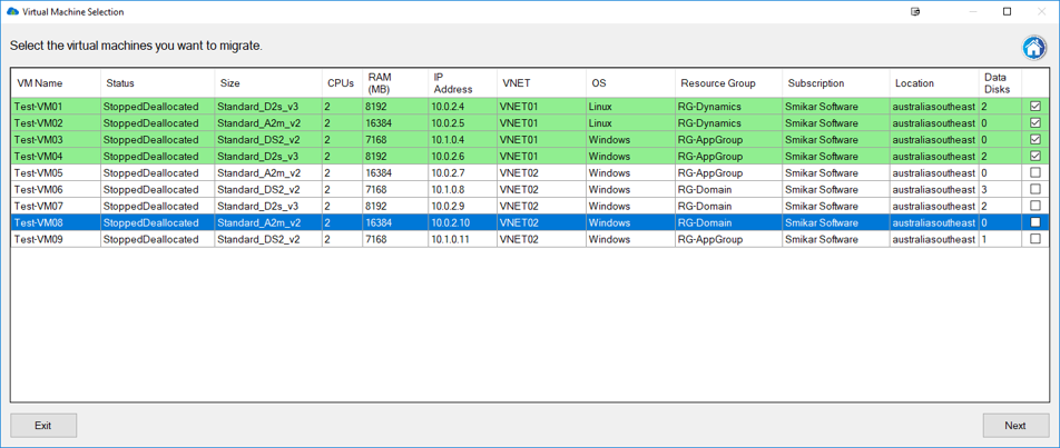 Carbon Azure VM Selection Screen