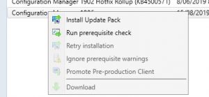 SCCM 1906 Run Prerequisite Check