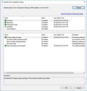 SCCM 1906 checking prerequisites detailed