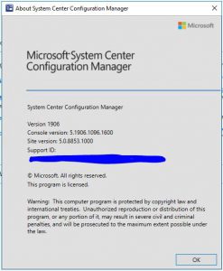 SCCM 1906 install success