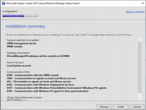 scvmm install summary