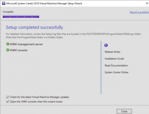 scvmm installation successful