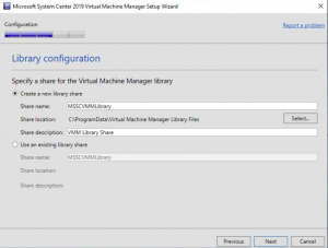 scvmm library configuration