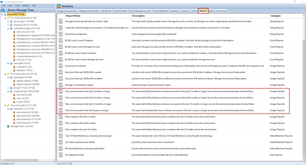 Azure Blob Last Accessed Reports