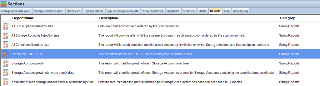 Azure Blob Report