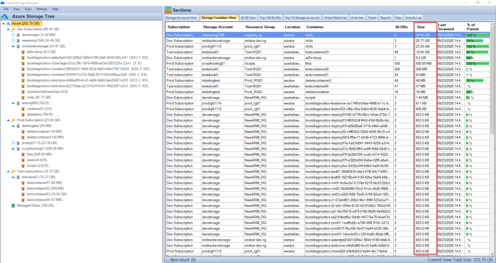 Azure Storage Explorer View