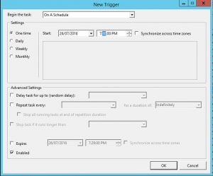 VM Snapshot Task Schedule date time