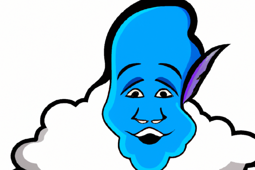 a cartoon blue cloud that looks like a native indian with a body