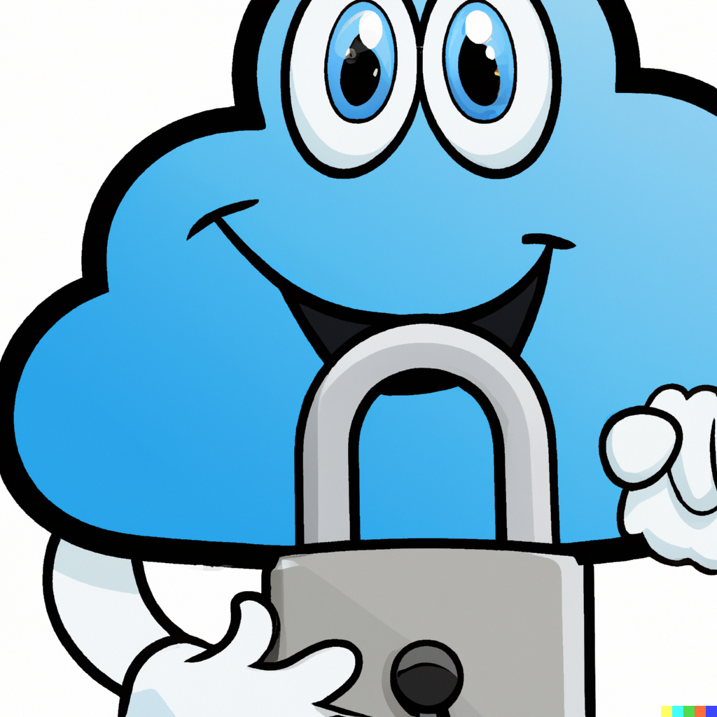 a cartoon cloud with a security lock