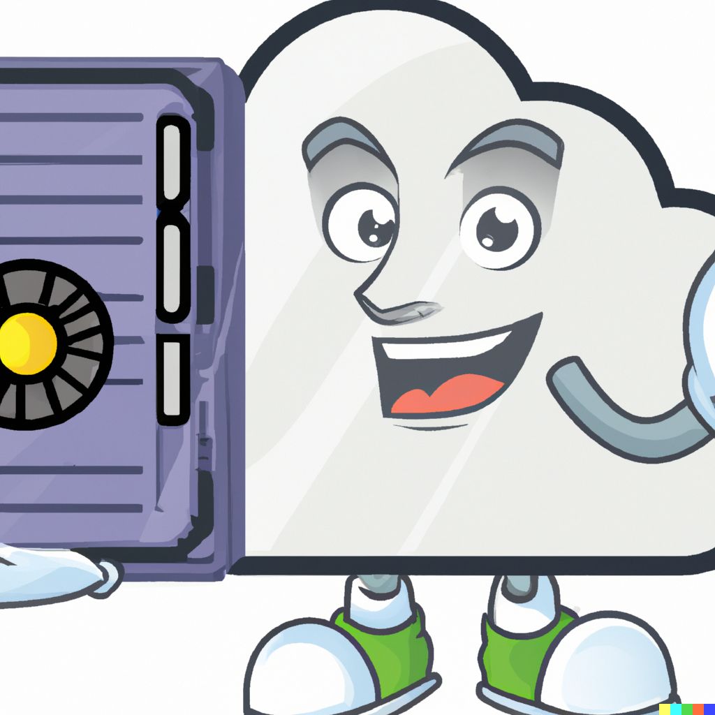 a cartoon of a cloud disk drive with a door and lock