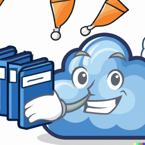 cloud files and folders storage cartoon