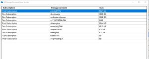 all storage accounts listed by size