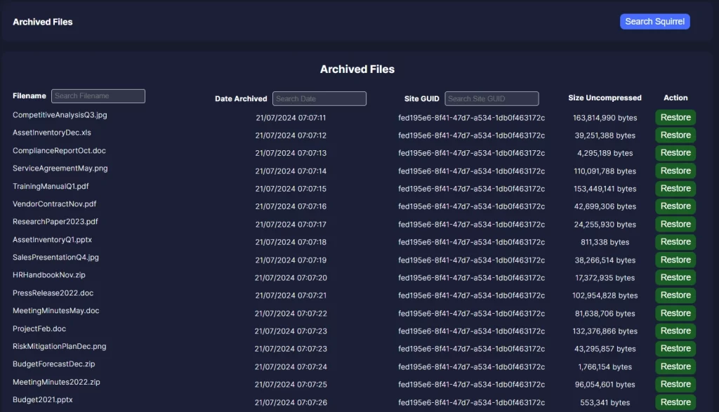 Squirrel for SharePoint Archive